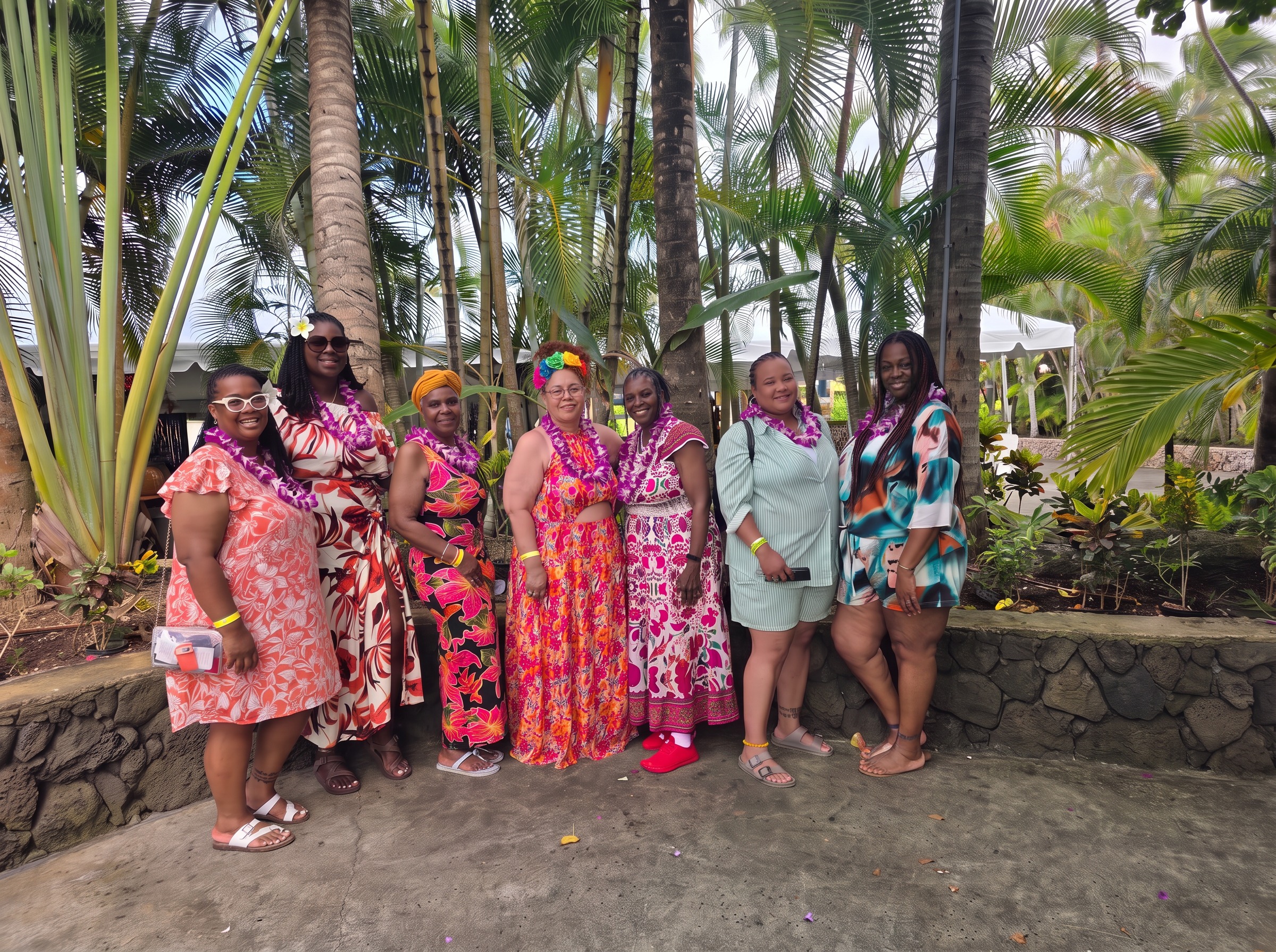 Island welcome · leis & palms